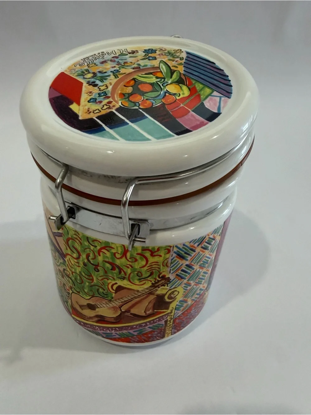 Multicolor Vintage Ceramic Airtight Food Storage Jar with Clamp Lid